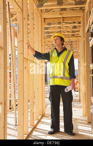 A young businessman at the construction site Stock Photo