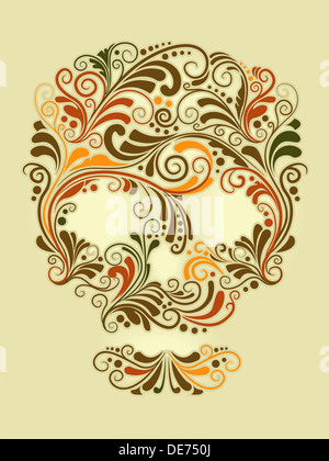 Illustration of Skull Vines Design Stock Photo