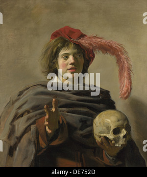 Young Man holding a Skull (Vanitas), 1627. Artist: Hals, Frans I (1581-1666) Stock Photo