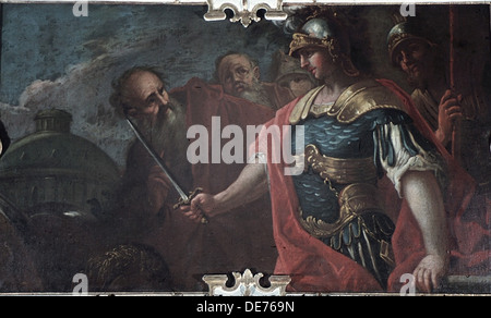 Alexander the Great Cutting the Gordian Knot, 1736-1737. Artist: Retti, Livio (1692-1751) Stock Photo