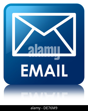 Email glossy web icon, blue circle button isolated on white background ...