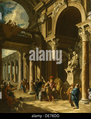 Alexander the Great Cutting the Gordian Knot, ca. 1718-1719. Artist: Panini, Giovanni Paolo (1691-1765) Stock Photo