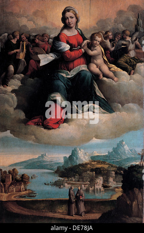 Madonna and Child in glory with the saints Anthony of Padua and Francis, 1530. Artist: Garofalo, Benvenuto Tisi da (1481-1559) Stock Photo