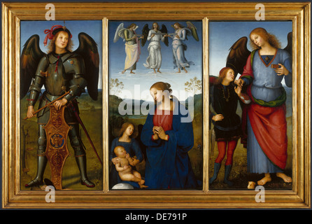 Three Panels from an Altarpiece, Certosa, c. 1500. Artist: Perugino (ca. 1450-1523) Stock Photo