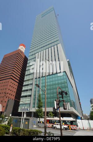 September 12, Tokyo, Japan - The new head office of Yomiuri Shimbun, one of world's largest dailies, nears completion as part of a redevelopment project of the Otemachi area in the immediate vicinity of Tokyo Station on Thursday, September 12, 2013.  The Chain Urban Renaissance Project in Otemachi is in progress in order to rebuild Otemachi as a strategic site for global business by reconstructing aged buildings sequentially without suspending present business activities. Otemachi, originated from the town in front of the main gate of the feudal era Edo Castle, has played the central role in t Stock Photo