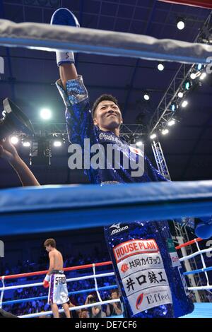 Kanagawa, Japan. 25th Aug, 2013. Naoya Inoue (JPN) Boxing : Naoya Inoue of Japan poses before the Japanese light flyweight title bout at Sky Arena Zama in Kanagawa, Japan . © Hiroaki Yamaguchi/AFLO/Alamy Live News Stock Photo