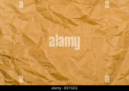 Full frame take of crumpled brown wrapping paper Stock Photo