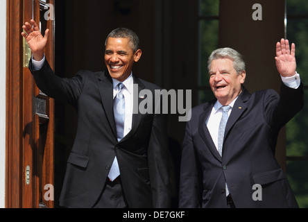 Berlin, Germany, U.S. President Barack Obama and Federal President Joachim Gauck at Bellevue Palace Stock Photo