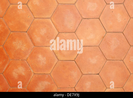 hexagonal clay tiles texture background Stock Photo