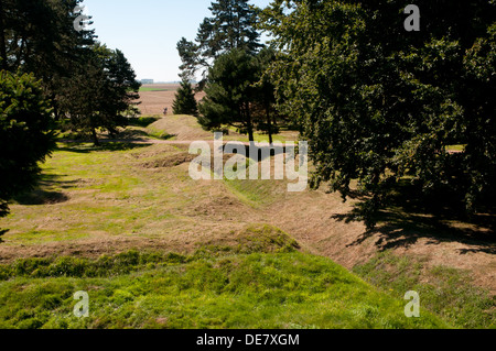 Preserved trench in Beaumont-Hamel Newfoundland Memorial Park, Somme, France Stock Photo