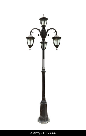 old street lamppost on white background (with clipping path) Stock Photo