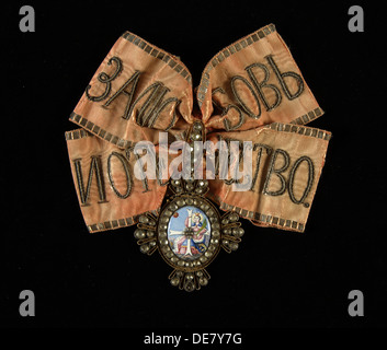 Riband and Badge of the Order of Saint Catherine, Second Class, 18th century. Artist: Orders, decorations and medals Stock Photo