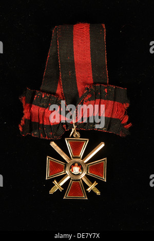 Riband and Badge of the Order of Saint Vladimir, Fourth class, 19th century. Artist: Orders, decorations and medals Stock Photo
