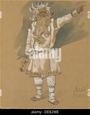 Grandfather Frost. Costume design for the opera Snow Maiden by N. Rimsky-Korsakov, 1885. Artist: Vasnetsov, Viktor Mikhaylovich (1848-1926) Stock Photo