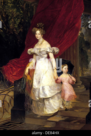 Portrait of Grand Duchess Elena Pavlovna of Russia (1807-1873) with her daughter Maria, 1830. Stock Photo