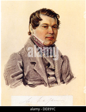 Portrait of Decembrist Mikhail Naryshkin (1798-1863), 1832-1833. Artist: Bestuzhev, Nikolai Alexandrovich (1791-1855) Stock Photo