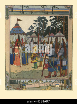 Illustration for the Fairy tale Marya Morevna, 1901. Artist: Bilibin, Ivan Yakovlevich (1876-1942) Stock Photo