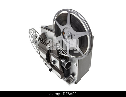 Retro movie film projector isolated with clipping path. Stock Photo