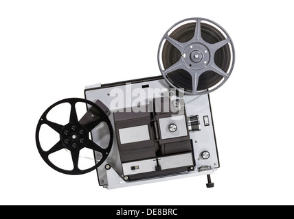 Vintage super 8 home movie film projector isolated with clipping path. Stock Photo