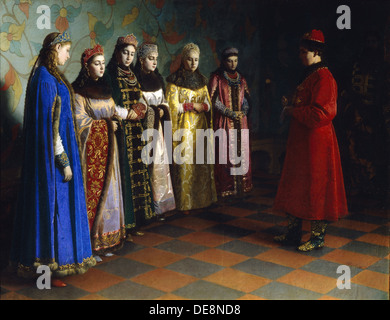 Tsar Alexei Mikhailovich Choosing a Bride, 1882. Artist: Sedov, Grigori Semyonovich (1836-1884) Stock Photo