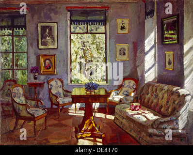 The sitting room in the Manor House Rozhdestveno, 1916. Artist: Zhukovsky, Stanislav Yulianovich (1873-1944)