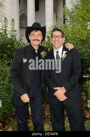 New York, NY. 13th Sep, 2013. Randy Jones, Will Grega in attendance for Randy Jones of THE VILLAGE PEOPLE Marries Will Grega, Office of the City Clerk of New York City, New York, NY September 13, 2013. Credit:  Derek Storm/Everett Collection/Alamy Live News Stock Photo
