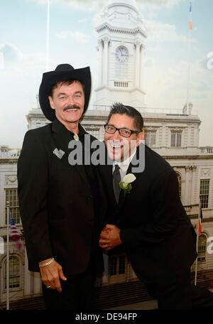 New York, NY. 13th Sep, 2013. Randy Jones, mother, Elaine Jones, mother,  Marge Robbins, Will Grega in attendance for Randy Jones of THE VILLAGE  PEOPLE Marries Will Grega, Office of the City