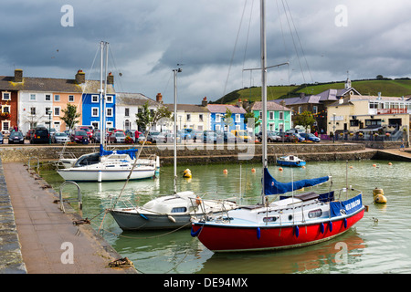 Boats in the harbour in the seaside village of Aberaeron, Ceredigion, Wales, UK Stock Photo