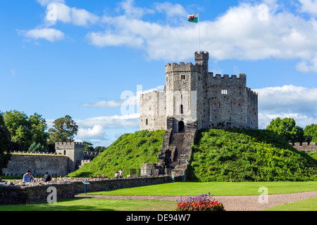 The Norman shell keep inside Cardiff Castle, Cardiff, South Glamorgan, Wales, UK Stock Photo