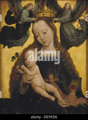 The Virgin and Child with Angels, c. 1520. Artist: David, Gerard (ca. 1460-1523) Stock Photo