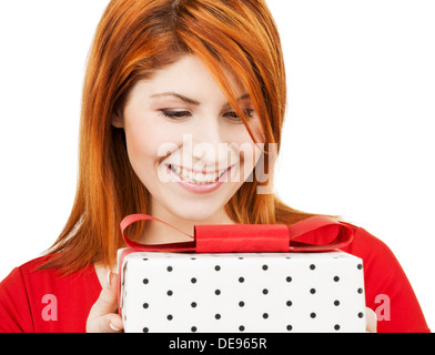 happy woman with gift box Stock Photo