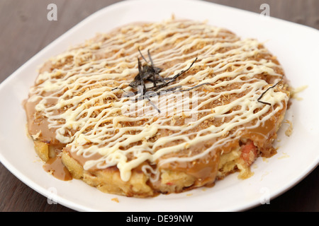 Pizza Japanese style on plate Stock Photo