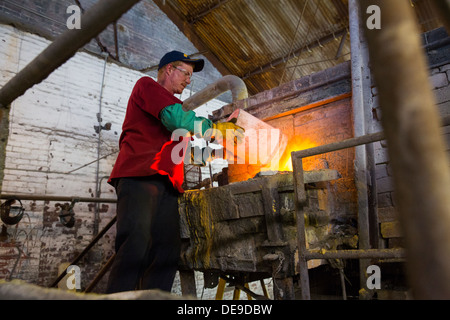 Glass marble production at the Marble King factory in Paden City, West ...