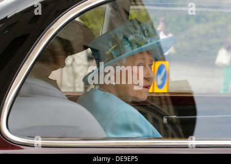 Britain's Queen Elizabeth II departs the new BBC Broadcasting House in London, Britain, 07 June 2013. Stock Photo