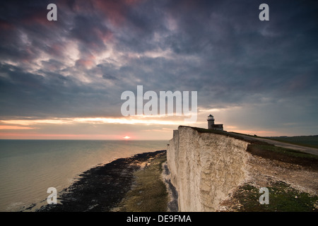 The Belle Tout Lighthouse, East Sussex, Beachy head during sunset Stock Photo