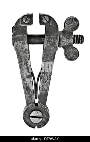 vintage hand vise isolated over white background, clipping path Stock Photo