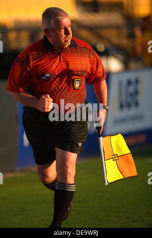 Kennesaw, Georgia.  USA.   September 13, 2013.   Referee Mark Bernat (Alpharetta GA) works the sideline during Ole Miss' 2-1 win over Kennesaw State at Fifth Third Bank Stadium.  Women's NCAA Division I Soccer. Stock Photo