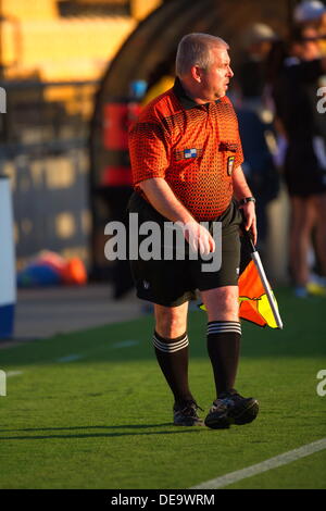 Kennesaw, Georgia.  USA.   September 13, 2013.   Referee Mark Bernat (Alpharetta GA) works the sideline during Ole Miss' 2-1 win over Kennesaw State at Fifth Third Bank Stadium.  Women's NCAA Division I Soccer. Stock Photo