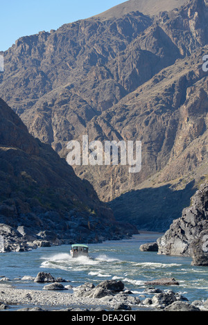 Jet boat tour on the Snake River in Hells Canyon on the Idaho/Oregon border. Stock Photo