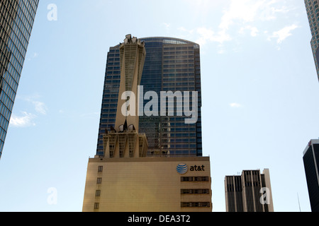 A view of the top of the AT&T switching station in downtown Los Angeles Stock Photo