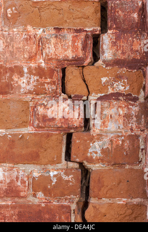 Old weathered grunge red brick wall as background Stock Photo