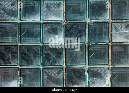 Old grunge glass block wall as background Stock Photo