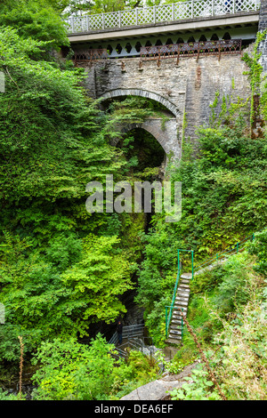 The bridge at Devil's Bridge, Ceredigion, Wales, UK Stock Photo