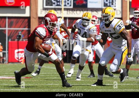 Sept. 14, 2013: Arkansas wide receiver Julian Horton #2 looks in a ball