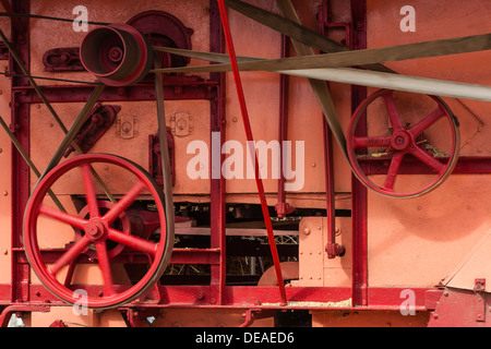 Close-up of steam powered threshing machine, Haddenham Steam Rally, Cambridgeshire Stock Photo