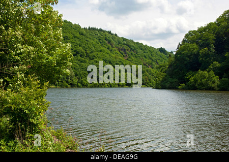 In the Saar valley, big loop of the Saar river near Mettlach, Saarland Stock Photo