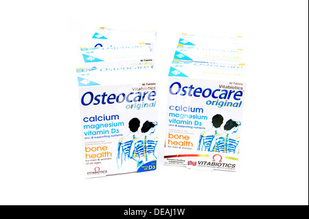 Osteocare tablets (calcium magnesium vitamin D zinc & supporting nutrients to combat osteoporosis Stock Photo