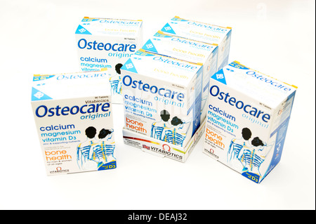 Osteocare tablets (calcium magnesium vitamin D zinc & supporting nutrients to combat osteoporosis Stock Photo
