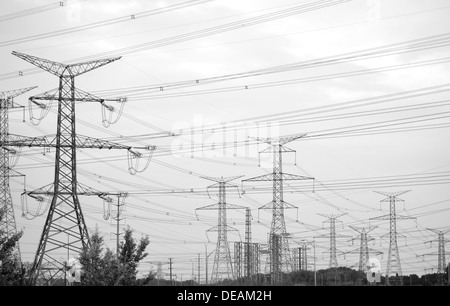 Power lines outside Toronto, Canada Stock Photo
