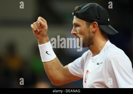 Warsaw, Poland. 15 September 2013. Davis Cup, World Group play-off, Polska - Australia, Lukasz Kubot (POL), fot. Tomasz Jastrzebowski / Foto Olimpik Credit:  Cal Sport Media/Alamy Live News Stock Photo